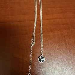 Heidi J Hale Sterling Silver small Inverted Initial V Necklace 20 Inches