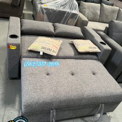 Grey Couch 2 cupholders New Convertible Sofá 
