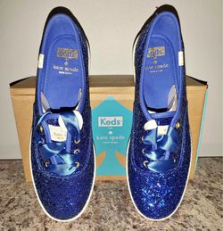kate spade keds dark blue glitter shoes