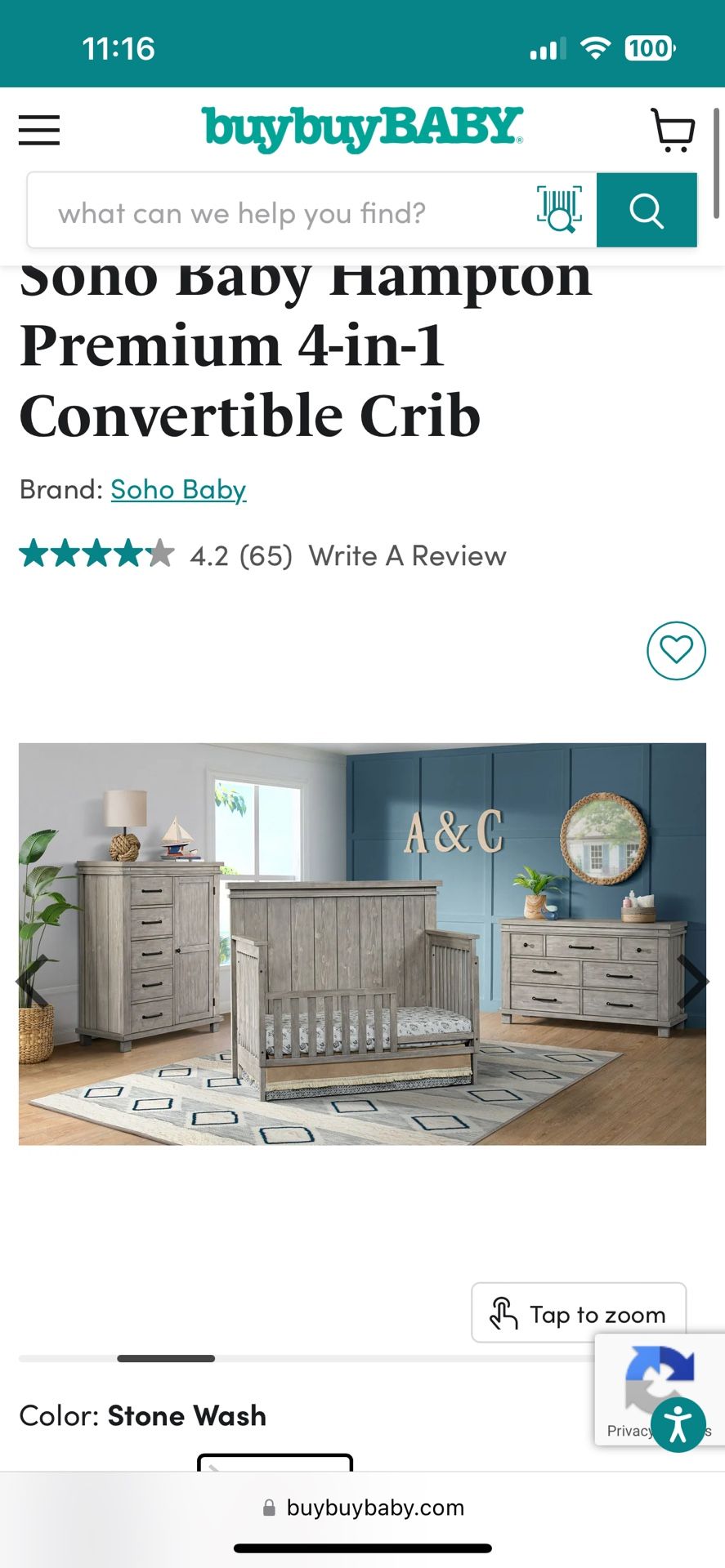 Soho baby Hampton Crib, Dresser And Changing Table Topper
