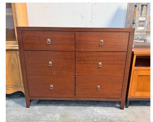 Solid wood Modern Dark Wood 6-Drawer Dresser