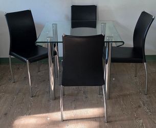 Glass Top Dining Table with 4 Chairs