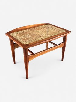 Mid-Century Modern Sculpted Walnut & Cabe Stool, c.1960’s - Delivery Available