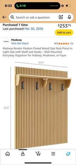 Coat Rack w/ Shelf mid century modern