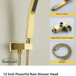 Luxury Dual Heads Shower System In Brushed Gold
