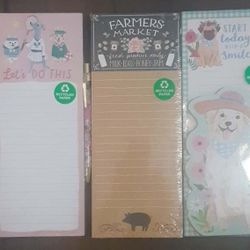 Lot Of 3 Magnetic Notepads