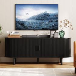 55-inch TV stand with power outlet for TVs up to 60 inches, entertainment center with storage and adjustable shelves, modern media console $ 120