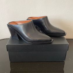 Coach Paloma Black Leather Women’s Western Block Heel Backless Mule Size 7