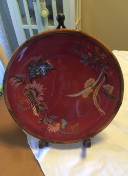 11”Round Pottery Dish Oriental design