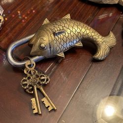Brass Fish Style Regular Padlock With 2 Keys