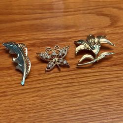 3 Costume Jewelry Pins.