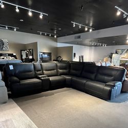 Black 6pc Power reclining sectional couch