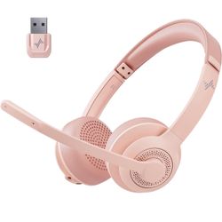 Wireless Headset with AI Noise Cancelling Microphone Bluetooth Headset - Bluetooth V5.2 Headphones with USB Dongle & Mic Mute for Computer/Laptop/PC/i