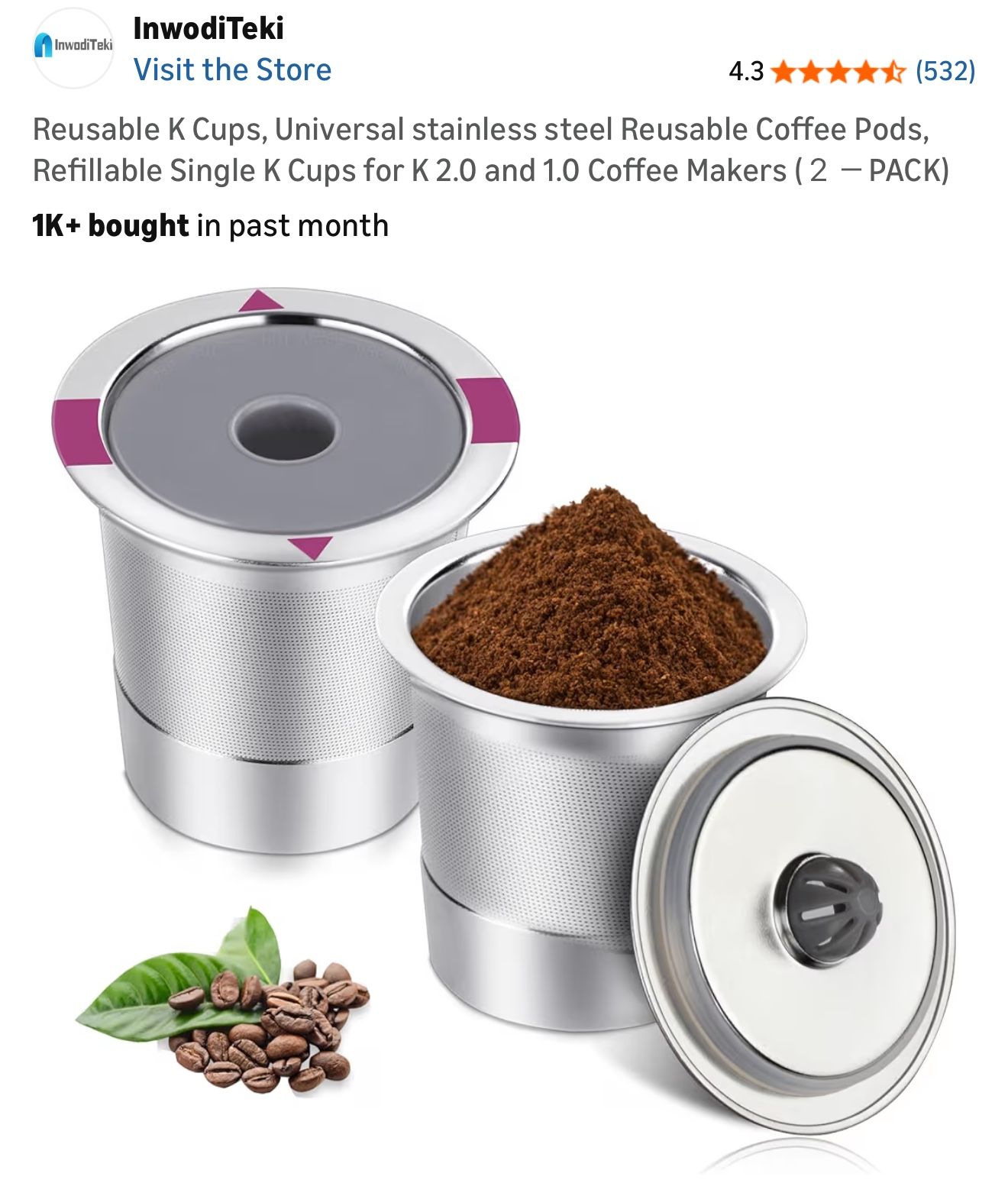 Reusable K Cups, Universal stainless steel Reusable Coffee Pods,