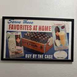 Vintage framed orange crush advertisement