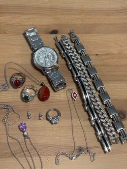 Mixed Silver-Tone Jewelry and Watch Lot