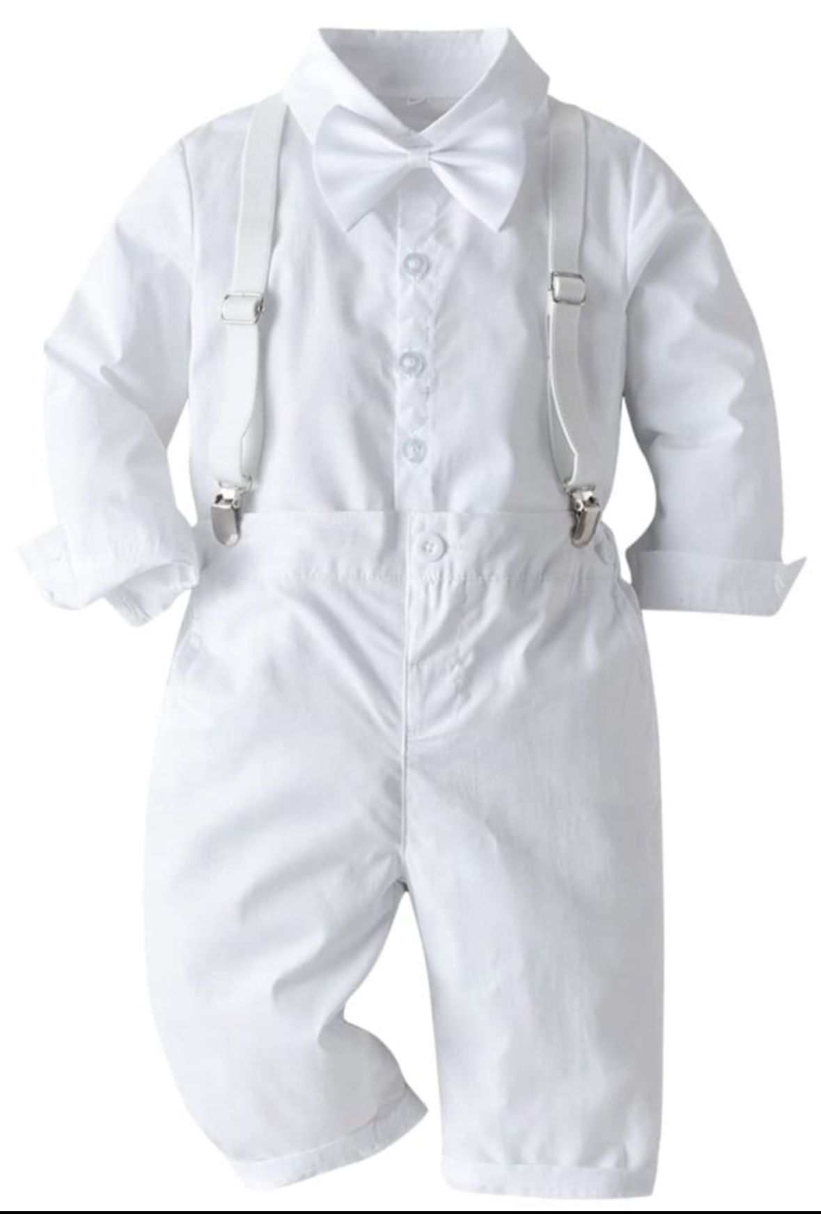 Baptism Christening Outfits For Boys Baby Clothes Sets Toddler Boy Outfit Gentleman Suits 3pcs Striped Bow Tie Shirts Suspenders Pants Birthday Formal