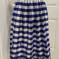 ZARA Women’s Midi Pleated Pockets Eyelet Embroidered Hem Skirt, Size S