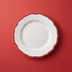 Red Rimmed Scalloped Dinner Plates Set Of 8