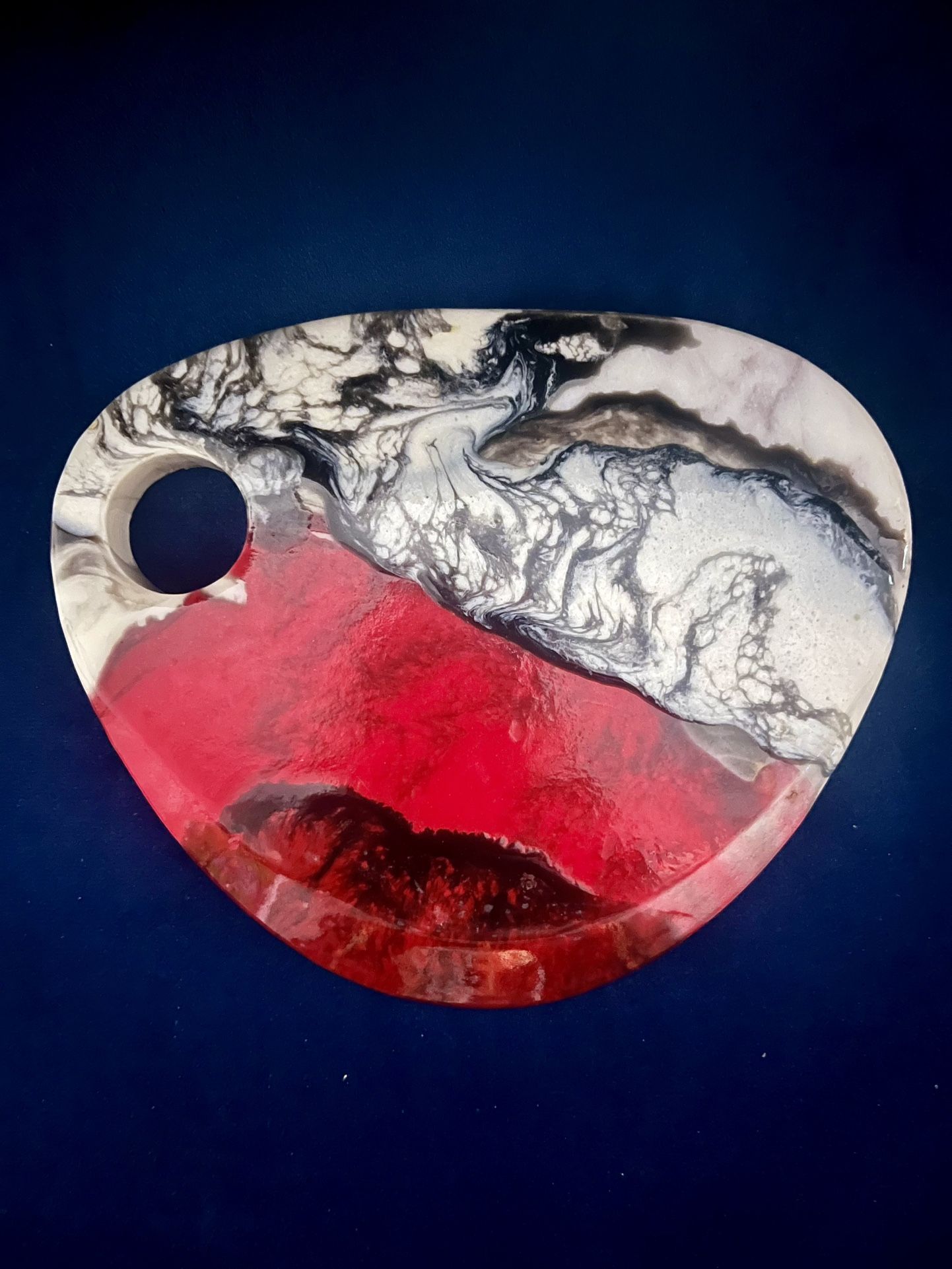 Handmade Charcuterie Board, A Single Piece Of White Marble With Resin