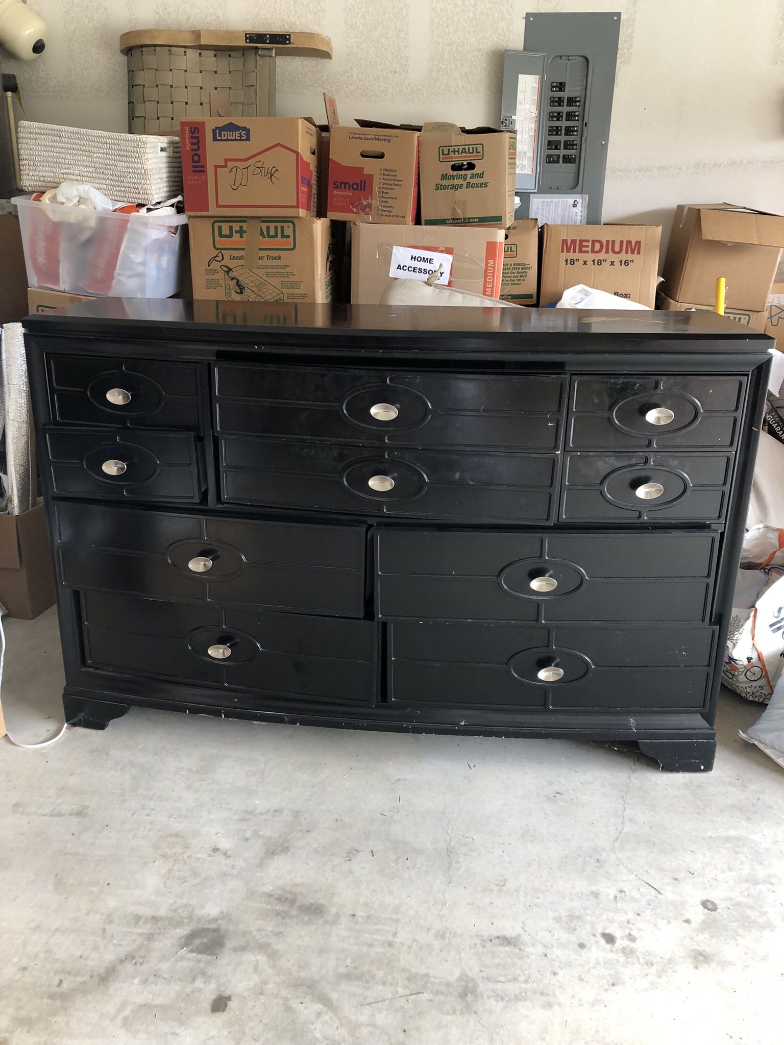 $250 FOR BLACK HIGH CHEST AND MIRROR COMBO