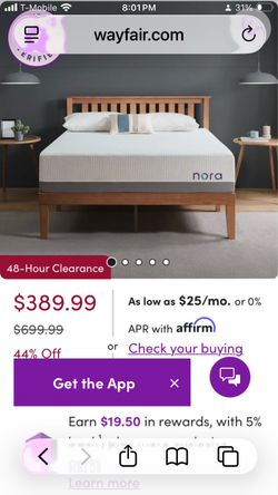 Full size mattress Nora 12” hybrid w/ frame