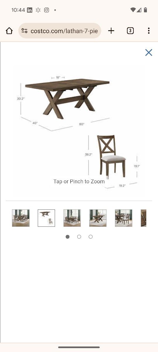 Costco 7 Piece Dining Room Chairs Set 