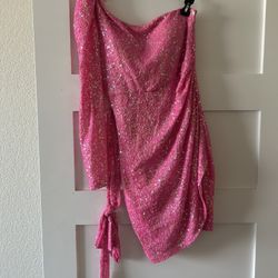 One Sleeve Pink Dress (only Worn Once )