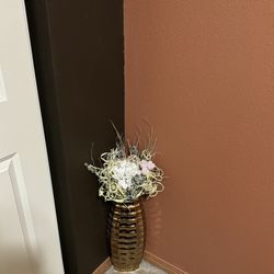 Artificial Flowers w/ Gold Vase