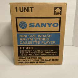 Sanyo FT 478 Mini Size Indash AM/FM Stereo Cassette Player