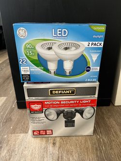 GE LED Floodlight Bulbs & Defiant Motion Security Light