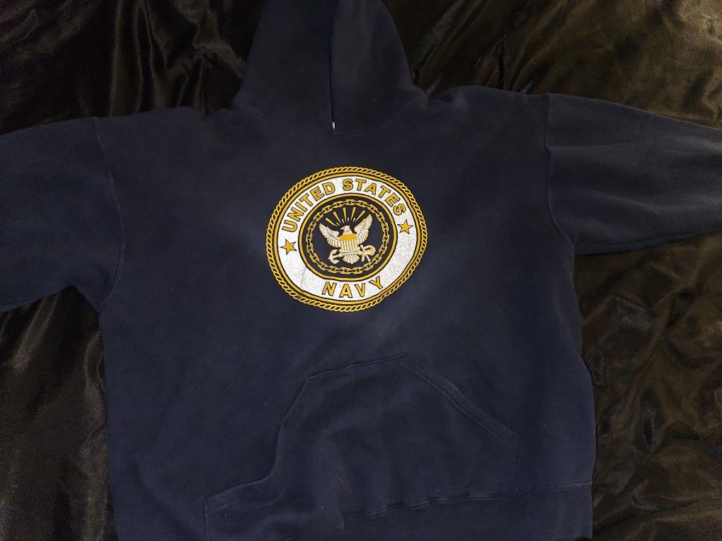 Vtg US Navy Hoodie Pullover Size XL Long Sleeve