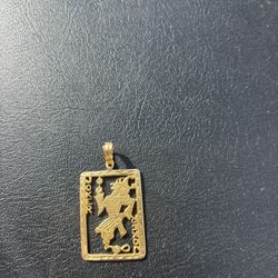 14k Joker Card Pendant 