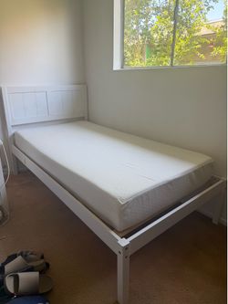 Twin bed frame and mattress