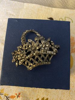 Old marcasite sterling silver brooch