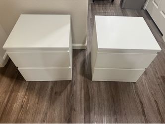 Ikea White Storklinta Nightstands