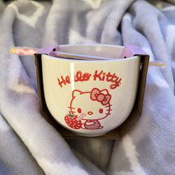 Hello kitty Ceramic Bowl With Chopsticks 