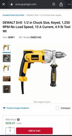 DeWalt DWD210G Heavy-Duty 1/2" VSR Pistol Grip Drill