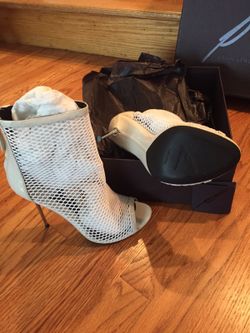 Brian Atwood White Mesh Heels