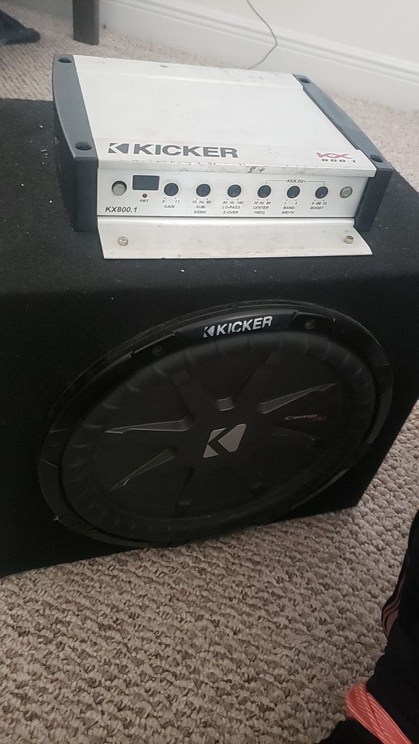 Kicker comp rt and kicker amp kx 800.1 with 12 inch enclosure for Sale