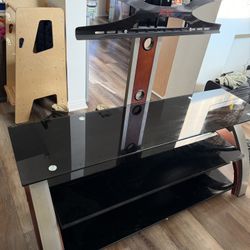 Z-Line Designs glass TV stand with integrated TV mount