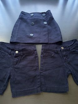 2 pairs of shorts and 1 school skirt for girls, size 4/6
