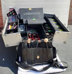 Silver Aluminum Makeup artist case with tools and accessories