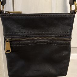 Fossil Leather Black Crossbody Purse
