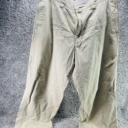 Perry Ellis Cottons Men’s Pants Wide Leg Cream Beige 38X30 Cotton Zip Button