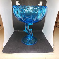 Vintage Indiana Glass Company "Blue Lotus" Compote Pedestal Candy Dish