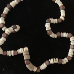 Brown And Off White Beaded Choked Necklace