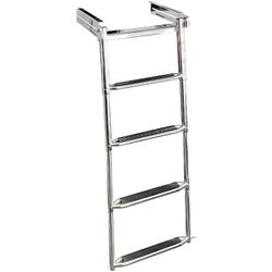 4 Step 15" wide Mount Under Platform Telescoping Boat Ladder, Stainless Steel, Heavy Duty