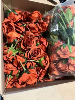 Faux Burnt Orange Roses