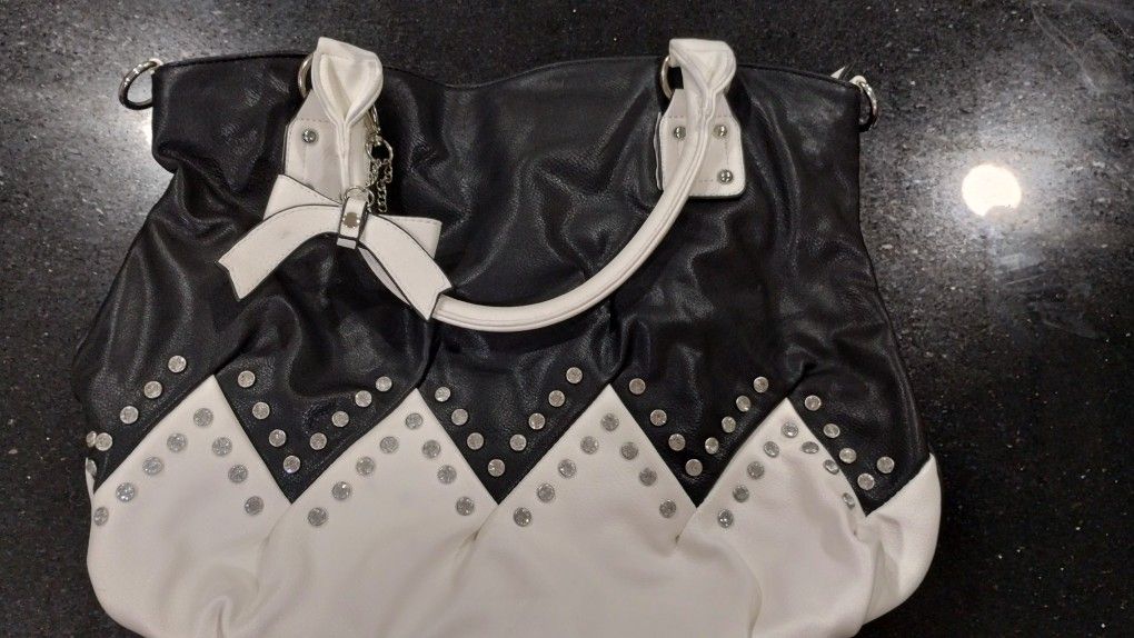 Leather Studded Hobo/Tote Bag